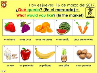 KS3/4 Spanish - En el mercado, ¿qué quería? / In the market, what would you like? (Food/quantities)