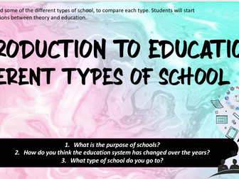 GCSE Sociology [WJEC]- Introduction to education. Different types of school.