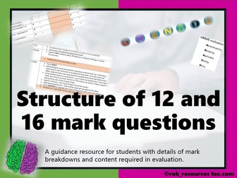 Structure 12 & 16 mark questions AQA Psychology