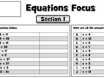 Equations revision - 6 graduated sections