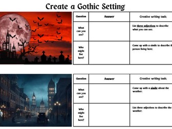 Gothic Creative Writing Worksheets