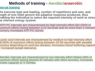 A level Physical Education: Methods of training