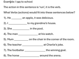 Verbs, Adjectives, Nouns Worksheets.