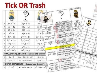 Maths Tick or Trash  (44 worksheets)