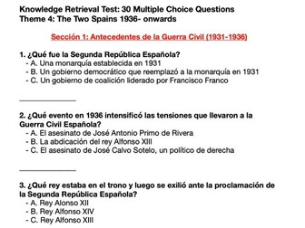 Guerra civil española Knowledge Retrieval Quiz
