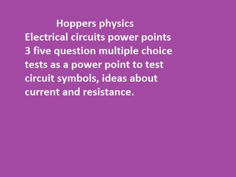 Circuits lesson starters by Hoppers Physics