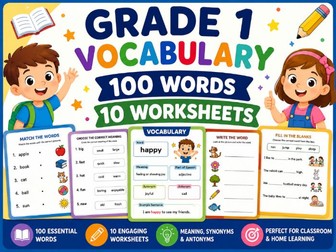 Grade 1 Vocabulary Worksheets and Slides