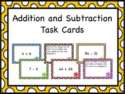 Single and Double Digit Addition and Subtraction Task Cards