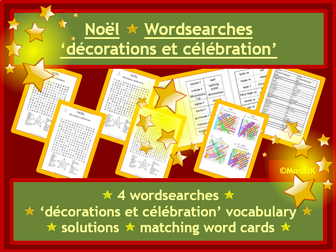 Christmas French Noel wordsearches word cards
