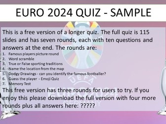Euro 2024 Quiz - any subject or during form time - SAMPLE