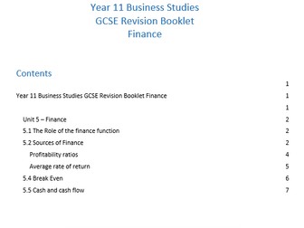 Y11 OCR Business GCSE Revision booklet - Finance