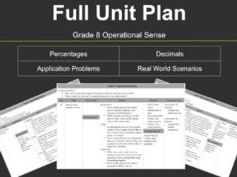 Years 8/9 (Grade 7/8) Operational Sense Unit Lesson Plans, Assessments and In Class Activity