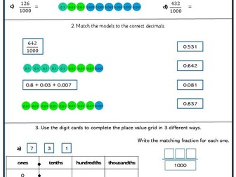 Thousandths as Decimals Easy