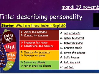 Personality in French. Personal qualities. The world of work