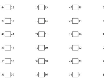 Comparing numbers up to 50.