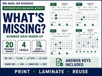 What’s Missing? Number Grid Activity | 20 Reusable SEN Maths Boards