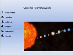 The solar system vocabulary notes and power point