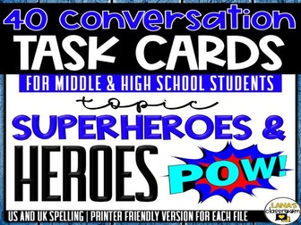 Conversation Starter Cards | Heroes&Superheroes | Social Skills for Middle&High