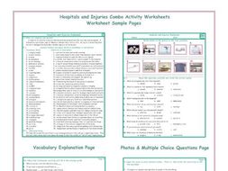 Hospitals and Injuries Combo Activity Worksheets