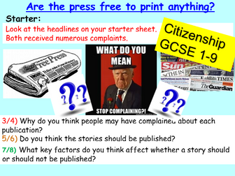 Citizenship GCSE Free Press: Media