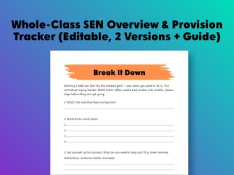 Break It Down: Task Chunking Workbook for ADHD Students | Activation & Task Initiation