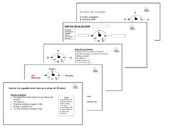 KS3 Animal Cells - Scaffolded Worksheets for Low Attainers and SEN