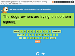 I can use an apostrophe of possession with plural nouns ending in -s, -es, -ies, -oes and -ves - Interactive Activity - Year 4 Spag