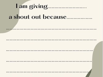 Pupil shout out resource