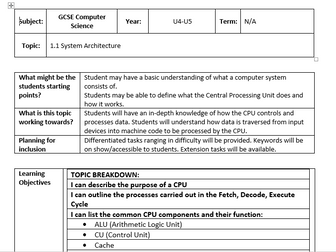 J277 OCR GCSE Computer Science 9-1 Topic Overviews