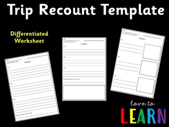 Differentiated Trip Recount Template, Literacy, Writing