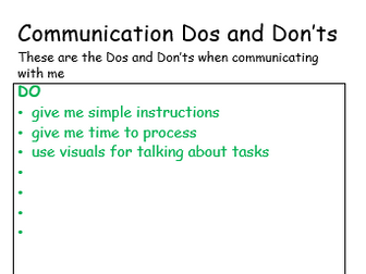 Communication Passport Templates