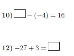 Adding and subtracting positive and negative numbers: missing numbers worksheet (with answers)