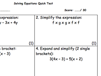 Solving Equations test and reflection