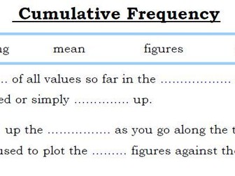 Literacy - Cumulative Frequency - Fill in gaps