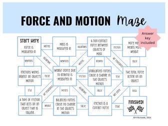 Force and Motion Maze Worksheet