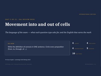 IGCSE Biology 0610 U3 Movement Into & Out of Cells — EAL