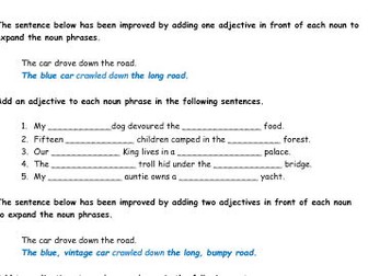 Expanded Noun Phrases Worksheet