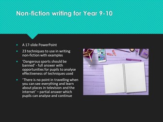 Non-fiction Writing for Year 9-10