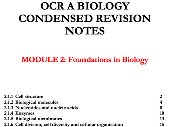 OCR A-Level Biology  Condensed Notes Module 2