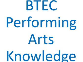 BTEC TECH AWARD PERFORMING ARTS