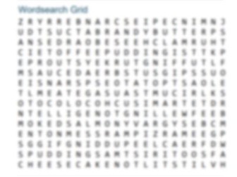 Printable Christmas themed food wordsearch