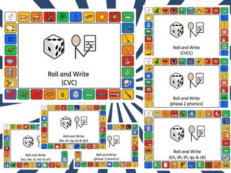 Roll and Write game mats | phonics phase 2 & 3