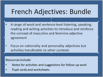 KS2 French Adjectives Bundle