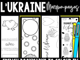 FRENCH Ukraine Support Bookmarks to colour FREE