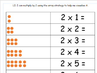 2 and 4 Times Tables Array Worksheet