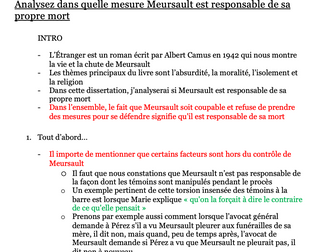 Essay plan for A level French L'étranger