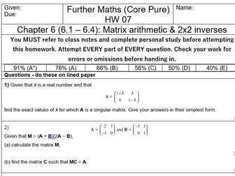 Homework pack for AS Further Maths