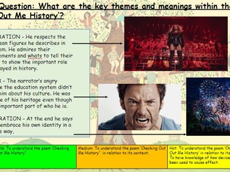 'Checking Out Me History' by John Agard Differentiated Lesson