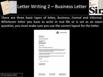 Letter Writing Project 2 - Business Letter