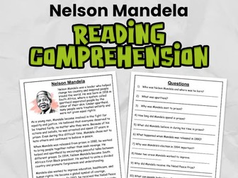 Nelson Mandela Reading Comprehension for KS2 & Gr 3 - 5 | Guided Reading Task